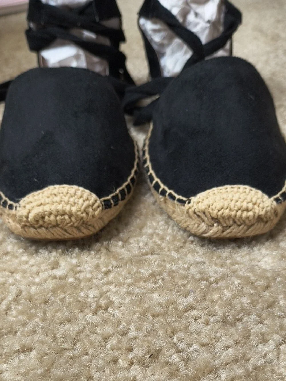 Soda Black Espadrille Tie-Ankle Gladiator Flats Size 7.5 T12 - Picture 3 of 7